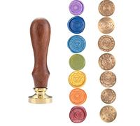 7 patrones de cabeza de latón extraíble + 1 mango de madera, los chakras representan frecuencias en el océano de energía universal (7 sellos de cera de sello de chakras)