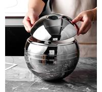 7 Pce Spherical Plates and Bowls Sets - 304 Stainless Steel, Reusable, Bowls Feeding Serving Dishes, Sphere Design, Double-Layer Insulated & Heat-Resistant, for Home Kitchen Restaurant