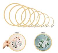7 Pcs Bastidor Punto de Cruz, 20 cm Bastidor para Bordar de Bambú Ajustables, bastidores para bordados redondos ajustables para bordar a mano, manualidades y accesorios para punto de cruz