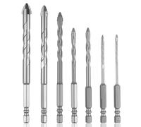 7 Pcs Brocas Porcelanico, Juego de Brocas para Azulejos, Taladro de Vidrio con Vástago Hexagonal, Broca para aAzulejos, Cerámica, Albañilería, Vidrio, Plástico, Madera, Porcelana, 3/4/5/6/8/10/12mm