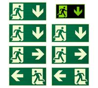 7 PcsSeñal de salida de emergencia, Señal Evacuación Homologada, Izquierda Derecha Abajo Salida flecha LuminiscenteSeñal de Flecha InferiorSeñal de Rescate de Ruta de Escape para puertas oficinas