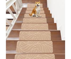 7 peldaños de escalera antideslizantes para interiores para peldaños de madera, alfombrillas de seguridad autoadhesivas que proporcionan mayor estabilidad en elevadores y peldaños de madera dura (76