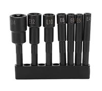7 Piece Hexagonal Socket Chuck Set /4 Inch Shank CRV Steel Theft Screw Wrench with E4 E5 E6 E8 E10 E12 E14 Sizes for Auto Repair Manufacturing DIY Pneumatic Screwdriver and