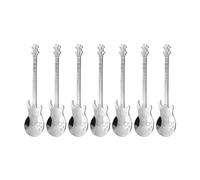 (7 Piezas) 4,7 Pulgadas Guitarra Fresca Cuchara De Café Acero Inoxidable Postre Agitación Barra Música Instrumento Nota Musical Para El Hogar Lindo Leche Té Helado (Plateado)
