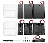 7 Piezas AAA Soporte de Batería Juego, KUOQIY 1/2/3/4 x 1.5V AAA Caja de Soporte de Batería con Cables, Con 2 Piezas Caja de Batería de Plástico y Destornilladores y Tornillos