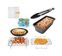 7 piezas antiadherentes accesorios para freidora de aire para hornear pasteles, pizza, cupcakes, brochetas, tostadas, forros de repuesto para Ninja Foodi DualZone DZ201 401 doble cesta