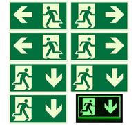 7 piezas Cartel Salida de Emergencia Homologado Set, Señales de Seguridad con Película Reflectante de Polietileno, Incluye Indicadores "Lzquierda", "Derecha" y "Abajo"