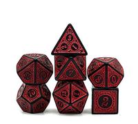 7 Piezas Dados Poliédricos 20 Caras de Rol - Juego de Dados de Colores Con Bolsas para DND RPG MTG (Rojo)