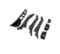 7 piezas de cuero genuino Compatible con BMW Serie 5 F10 F11 F18 2010-2017, manija interior de puerta de coche, cubierta embellecedora para panel interior, volante a la izquierda(Black 7Pcs)
