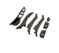 7 piezas de cuero genuino Compatible con BMW Serie 5 F10 F11 F18 2010-2017, manija interior de puerta de coche, cubierta embellecedora para panel interior, volante a la izquierda(Mcocha 7Pcs)
