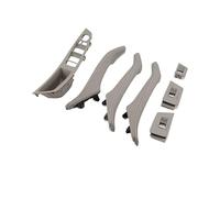 7 piezas de cuero genuino Compatible con BMW Serie 5 F10 F11 F18 2010-2017, manija interior de puerta de coche, cubierta embellecedora para panel interior, volante a la izquierda(Gray 7Pcs)