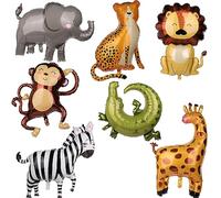 7 Piezas de Globos de Animales de Safari en la Jungla, Varios Globos de Fiesta Temáticos de Animales Globos con Estampado de Animales Safari Globos para Suministros de Decoración de Fiestas