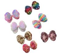7 piezas de lentejuelas brillantes de doble capa con lazos para el pelo, para niñas y niños, accesorios para el cabello con aspecto de princesa