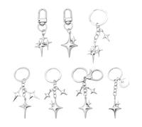 7 Piezas De Llavero De Estrella Plateada, Personalidad Creativa, Funda De Metal Divertido, Cole Resistente Y Duradero Y Multifuncional.