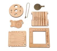 7 Piezas de Reglas de Calibre de Tejer de Madera, Gancho de Ganchillo, Tablero Guía de Envoltura de Hilo, Herramientas de Medición de Hilo de Madera, Calibre de Aguja de Tejer,