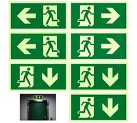 7 Piezas de Salida de Emergencia de bajo PVC Adhesivo Resistente,Cartel Salida de Emergencia Homologado Luminiscente,"Izquierda", "Derecha" e "Debajo", para Exterior e Interior (30 x 15 cm)