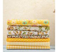 7 piezas de tela de algodón de 50 x 50 cm, varios cuadrados, precortados, paquete de ropa de cama precortada, retales de tela amarilla floral para manualidades, decoración del hogar y costura