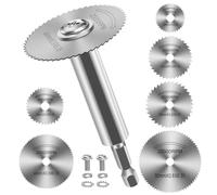 7 Piezas Discos de Corte para Taladro, HSS Hojas de Taladro de Disco con (100mm) Vástago Hexagonal de 1/4", Mini Hojas de Sierra Circular para Madera Plástico Metal