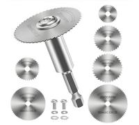 7 Piezas Discos de Corte para Taladro, Mini Hojas de Sierra HSS con Vástago Hexagonal 1/4" para Herramientas Multifunción como Dremel, Adecuado para Cortar Plásticos, Madera y Metales Blandos