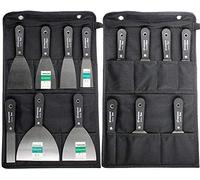 7 piezas espatula masilla, juego de raspadores y cuchillas de relleno con bolsa de herramientas, 50# espátulas de masilla de acero, raspadores de pintura de pared con mango de plástico antideslizante