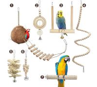 7 Piezas Juguetes Para Loros, Juguetes Para Agapornis, Juguetes Para Pajaros, Juguetes Agapornis Para Jaula, Juguetes Para Pájaros, Agapornis Accesorios, Nido de Coco Columpio Para Loros