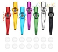 7 piezas Kazoo instrumento, Kazoo conjunto de metal, Kazoos de metal con 14 membranas intercambiables, flauta nasal, adecuado para niños, adultos y músicos novatos, Kazoo multicolor para