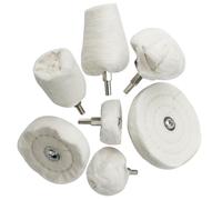 7 Piezas Kit de Rueda de Pulido para Coche de 6mm Paño de Algodón | Blanco, Cónico y Cilíndrico, para Superficies Metálicas y Formas