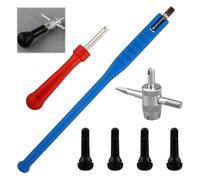 7 Piezas Kit Herramientas para Válvulas de Neumáticos, Llave para Válvulas y Extractor de Obús y Multiherramienta 4 en 1 y Vástagos TR414, Obus Valvula Set Para Coche Moto Bici Scooter Ruedas Tubeless