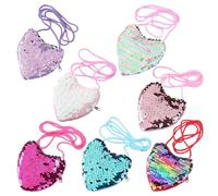 7 piezas lentejuelas niños monedero, mini niños en forma de corazón, bolso cruzado para niños, monedero, monedero, monedero, regalo de cumpleaños infantil, monedero de fiesta, multicolor, Cartera