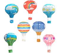 7 Piezas Linterna de Papel de Globo de Aire Caliente, Globo de Aire Caliente para Colgar, 12 Pulgadas con Tema de Globo de Aire Caliente, para Bodas, Centros Comerciales, Decoración Artesanal