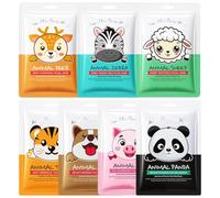 7 Piezas Mascarilla Facial Niña, Mascarillas Faciales para Niñas, Mascarilla Facial Animal Beauty, Mascarillas Faciales Animales con Estampados, Hidratante y Apto para Todo Tipo de Piel