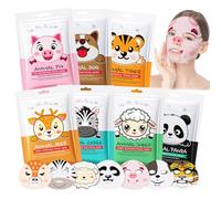 7 Piezas Mascarilla Facial Niña, Mascarillas Faciales para Niñas, Mascarilla Facial Animal Beauty, Mascarillas Faciales Animales con Estampados, Hidratante y Apto para Todo Tipo de Piel