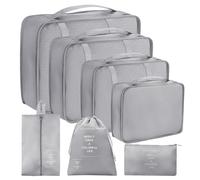 7 Piezas Organizadores para Maletas, Organizador de Equipaje Multifunción, Packing Cubes Bolsas Ropa Viaje, Organizadoras Viaje, Impermeable, para Cosméticos, Ropa Interior, Bolsa Zapatos(Gris)