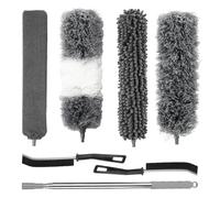 7 Piezas Plumero de Limpieza Extensible, Cepillo para Grietas, Plumero Atrapapolvo Lavable, Plumeros para el Polvo, Cepillo Microfibra Plumero para Techo, Muebles, Limpieza Techo, Telarañas