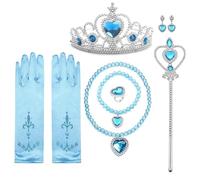 7 Piezas Princesa Elsa Disfraz Accesorios, Conjunto de Joyas de Princesa, Princesa Vestir Accesorios, Accesorios de Princesa Disfraces para Niña de Cosplay Carnaval y Fiesta Cumpleaños Halloween