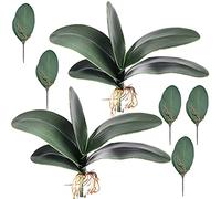 7 Piezas Rama de Hojas Verdes de Orquídea Artificial Phalaenopsis Hojas de orquídeas Verdes decoración de bonsái de jardín