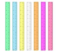 7 Piezas Regla de 30 cm, Reglas de Plástico Regla Transparente Colores con Doble Graduación para Material Escolar Oficina Casa (7 Colores)