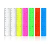 7 Piezas Reglas de Plástico de Colores, Plástico Transparente Ruler 15 cm/ 6 pulgadas,Regla Plástico con métricas y pulgadas para estudiantes, reglas rectas para la escuela, el hogar