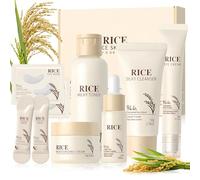 7 Piezas Rice Skincare Kit, Skincare Coreano Kit, Rice Cuidado Facial Mujer con Limpiador Facial, Mascarillas Coreanas, Rice Toner, Cremas Faciales Mujer, Contorno de Ojos, Serum Coreano (G)