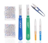 7 Piezas Separadores Costuras,Extractor Costuras,Kit Profesional Grandes y Pequeños Con Funda Protectora Abrir costuras,dobladillos,Aguja,Tijeras,para principiantes
