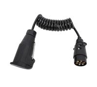 7 Pin to 13 Pin Trailer Adapter Duty Coiled Wiring Connector with 2M Retractable Spring Cable for RV Boat Secure Locking Metal Joints Brass Terminals Rubber Housing 66ft Length