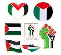 7 pines de Palestina, 7 estilos de aleación resistente con bandera de Palestina, pines de insignia de apoyo para viajes internacionales a granel para sombrero, ropa, mochila, bandera