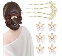 7 pinzas para el pelo con forma de flor de perla, horquillas decorativas para moños, accesorios para mujeres, damas de honor, novias, decoraciones francesas en forma de U