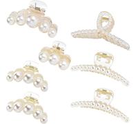 7 pinzas para el pelo con perlas, BetterJonny de plástico, pinzas antideslizantes para el pelo, pinzas para el pelo, pinzas para el pelo, pinzas para mujeres, niñas, mujeres, bodas, fiestas