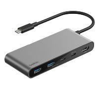 Belkin Hub USB C de 7 Puertos con HDMI 4K a 60 Hz, Lector SD y MicroSD, Power Delivery 100W, Datos a 5 Gbps, Adaptador USB C Multipuerto, MacBook, iPad Pro y Chromebook, HDMI 2.0 - Gris