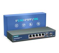 7 Puertos 2.5G Switch Ethernet Umanaged, 5 Puertos 2.5G Base-T, 2 Puertos 10G SFP, Compatible 10/100/1000Mbps, Fanless Pared Conmutador de Red YuanLey 2.5Gbe para Ap Inalámbrico, NAS, PC