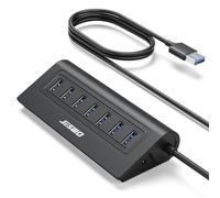 7 puertos de aluminio Hub USB 3.0 con cable de 100 cm para PC de oficina. Multipuerto USB 3.0 Hub con 5 Gbps, 5 V 4 A DC para Laptop, MacBook, Ratón, Teclados, Discos Duros, etc