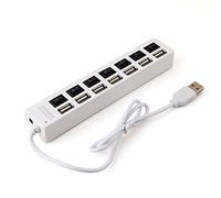 7 puertos USB 2.0 de alta velocidad HUB con interruptor de encendido/apagado, color blanco