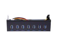 7 puertos USB 3.0 Hub 5 Gbs 5.25 pulgadas CD Panel para ordenador + USB 3.0 19 a cable tipo A macho doble chip PCI-E 1X PCI-E 16X