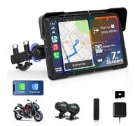 7 Pulgadas Carplay Moto Android Auto Moto 4K GPS Moto DVR Dashcam Coche con Camara para Motocicleta, Navegador MoTo con Tarjeta TF 64 GB, WiFi, Navegación GPS, Siri, GOO-gle, Control Remoto, Bluetooth